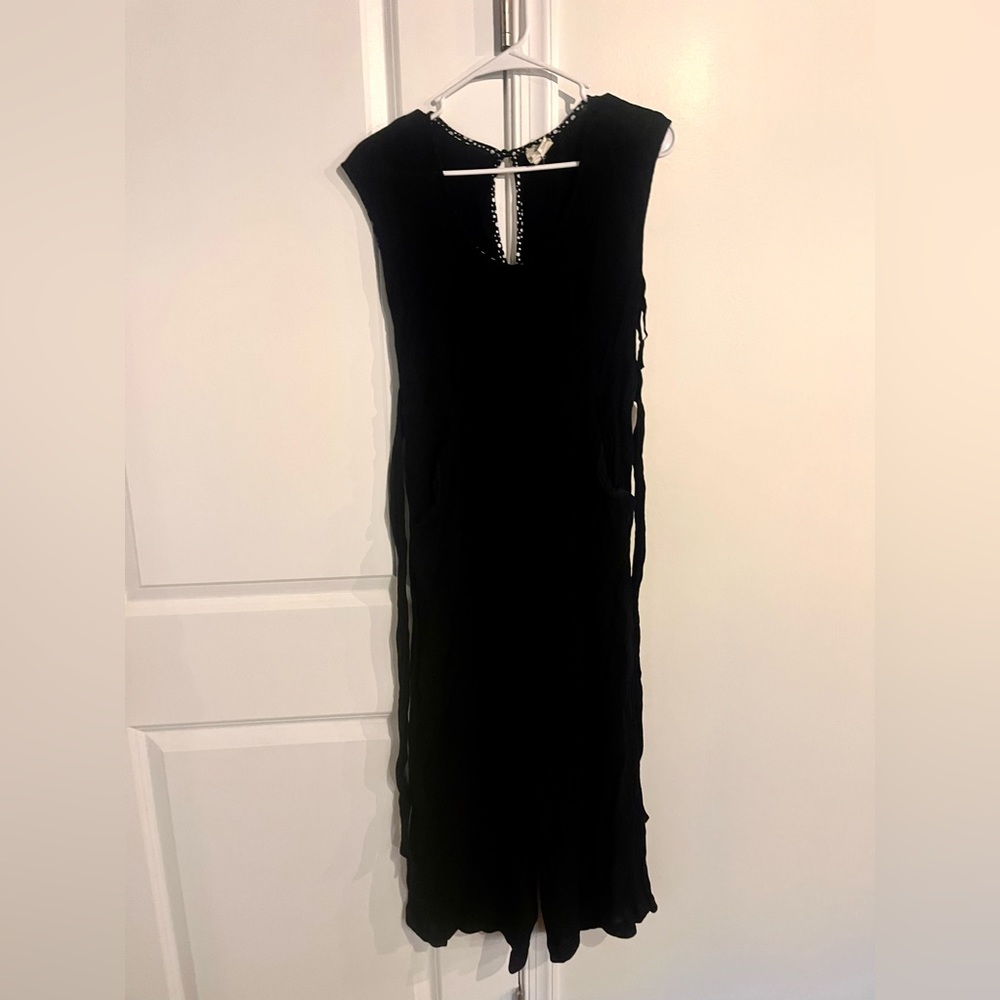 Anthropologie Mermaid Avalon Black Crochet Maxi Dress Size 4